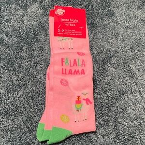 Pink Llama Knee High Socks